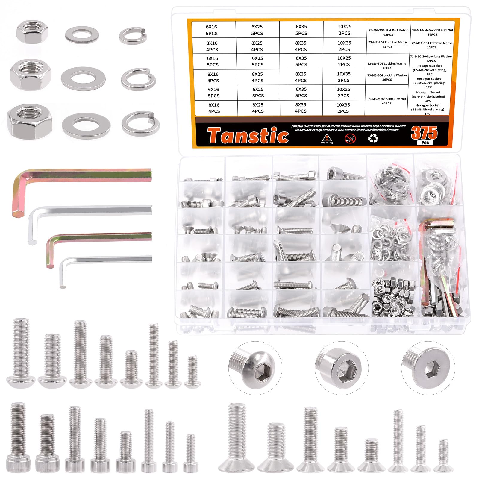 Tanstic 376 tornillos de cabeza hexagonal M6 M8 M10 tornillos de cabeza plana para maquinaria industrial