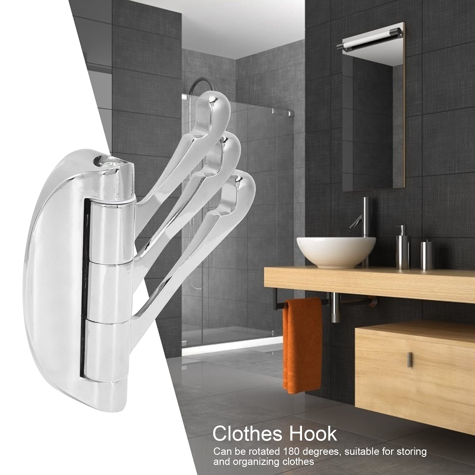 NOBRIM Gancho Giratorio De Metal Sólido De 180 Grados Para Trabajo Pesado, Triple Brazo Plegable, Toallero, Gancho Para Colgar, Colgador Para Baño, Cocina, Montado En La Pared