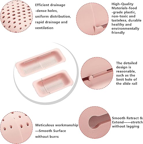 Miniatura 2 de Colador sobre el fregadero, colador plegable extensible de plástico, escurridor portátil sobre el fregadero, lavar verduras y frutas, escurrir pasta