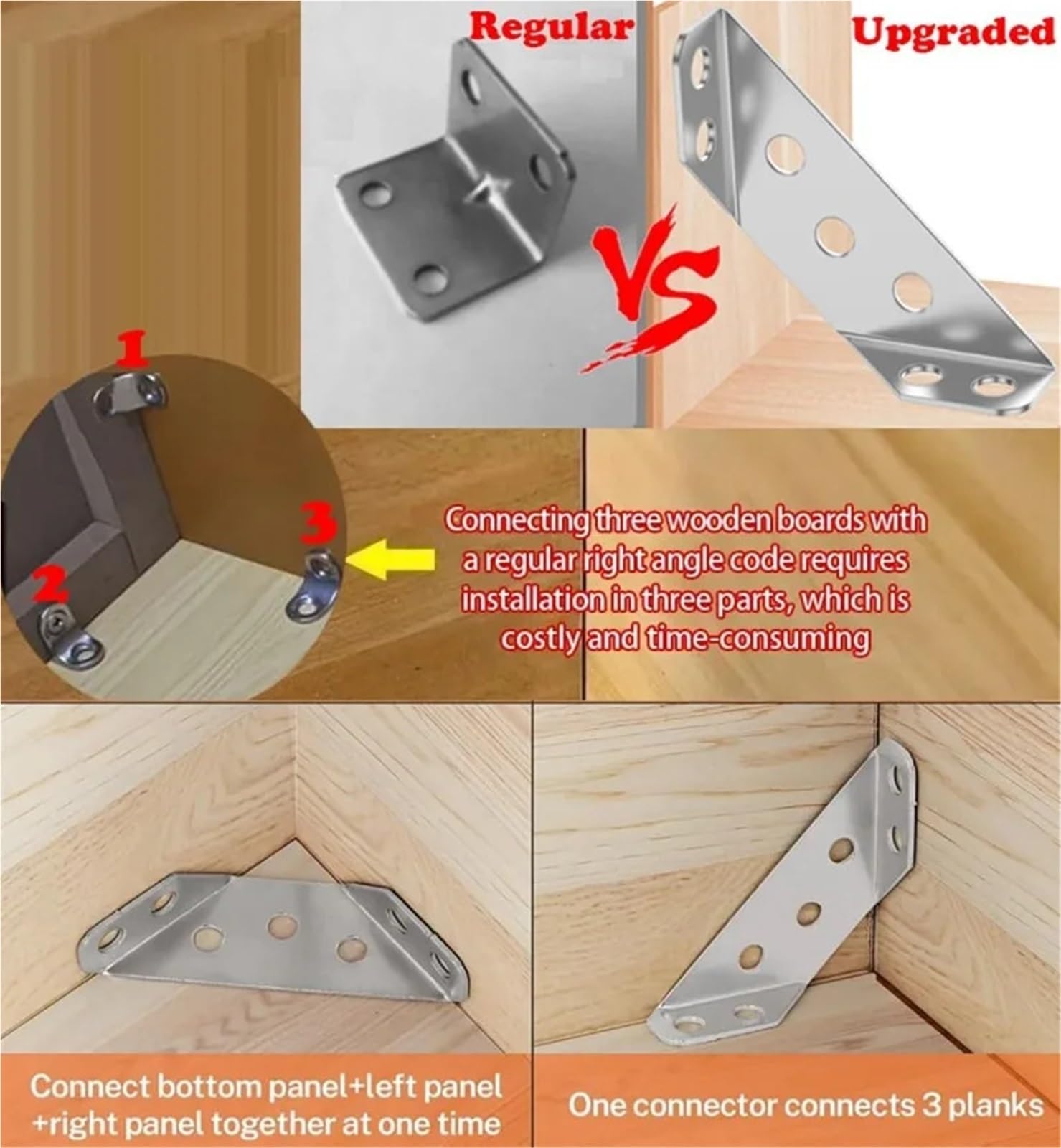 Staffe A L Angolari Metallo Staffe angolari in acciaio inossidabile con piastra in legno for fissaggio a mensola angolare for connettore for mobili a vite(200PCS(40Set))