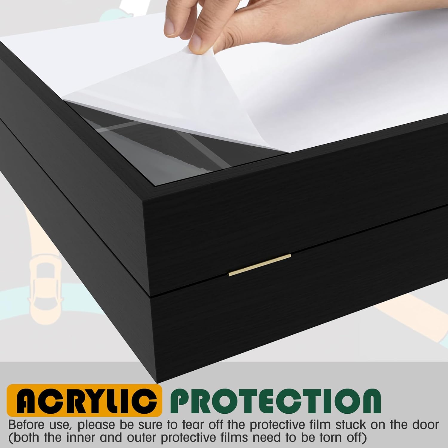 Model Cars Display Case 24 x 17 in, Holds 54 Fits 1/64 Scale Toy car Storage Organizer,Wall-Mounted Toy Shelf Display Storage, Collapsible Wooden Box with 2 Acrylic Cover Plates (Only Box)