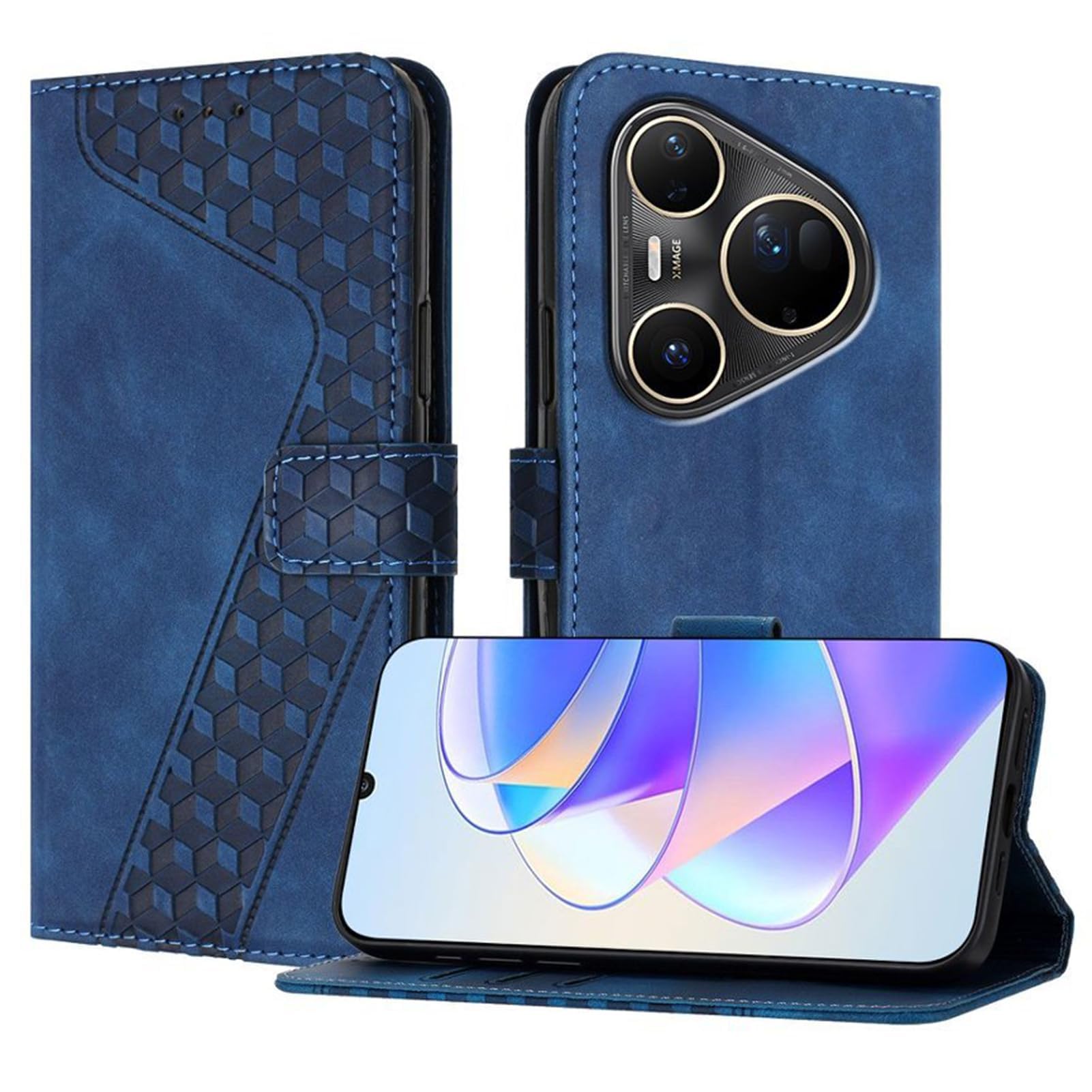 Custodia A Portafoglio Per Huawei Pura 90/90 Pro/90 Pro Max, Cover A Libro in Pelle Con Motivo in Rilievo, Porta-carte, Chiusura Magnetica E Funzione Stand,90pro,Blue