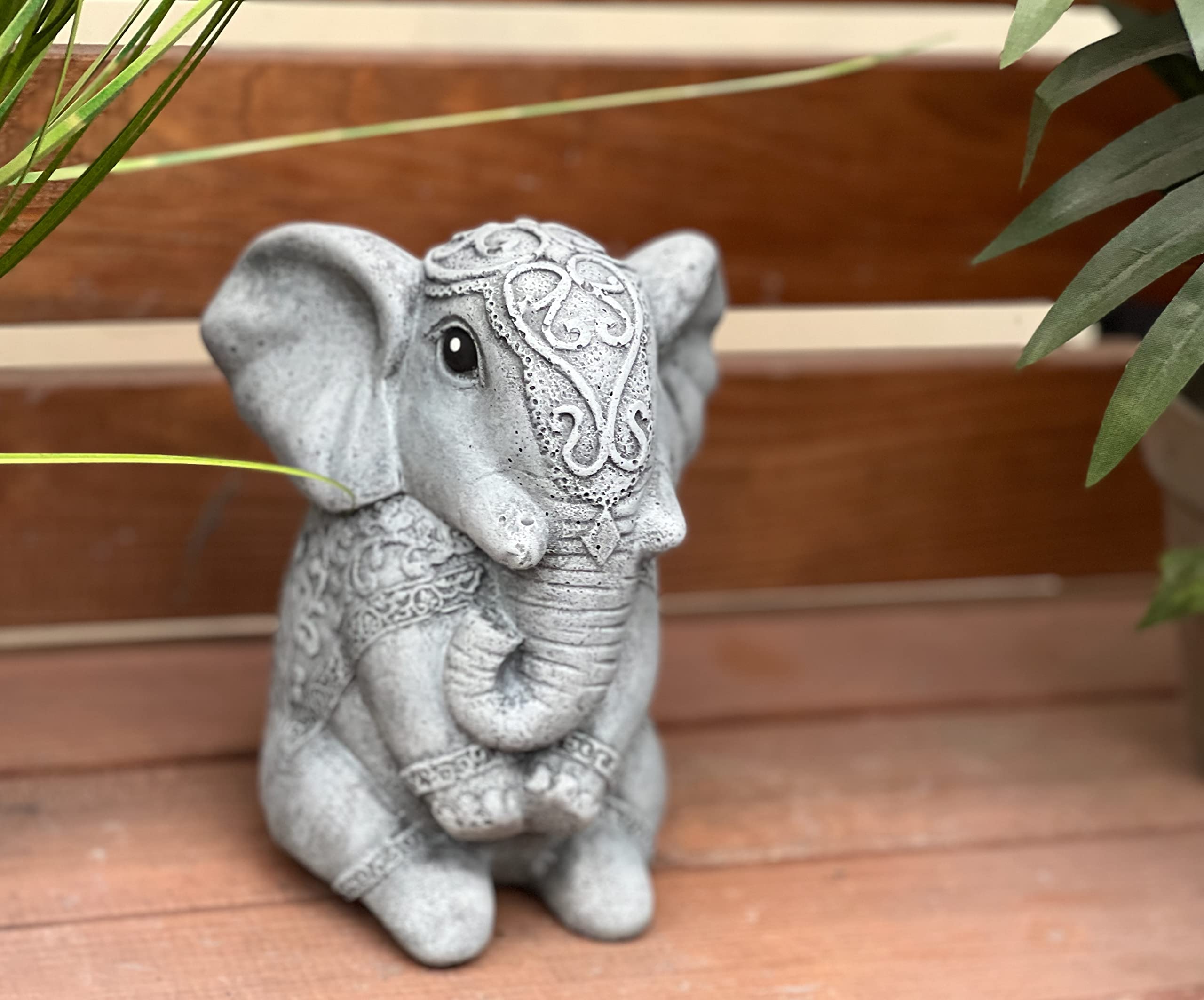 stoneandstyle Statuette éléphant indien en en pierre massif résistante au gel