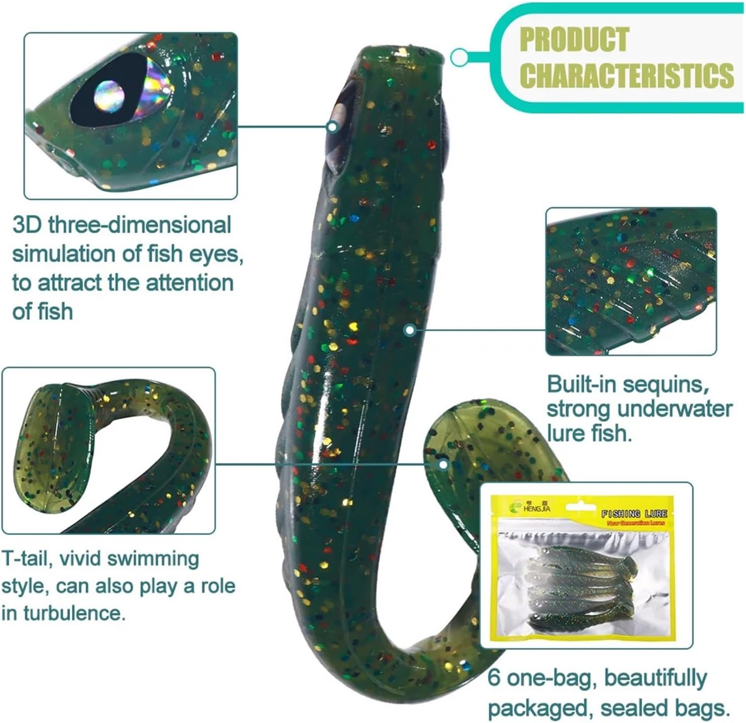 6Pcs Soft Swimbait Wobblers Ocean Rock Tan of Bait Silicone Lures Rubber Soft Baits 9.5Cm-3.1g (Color : 2)