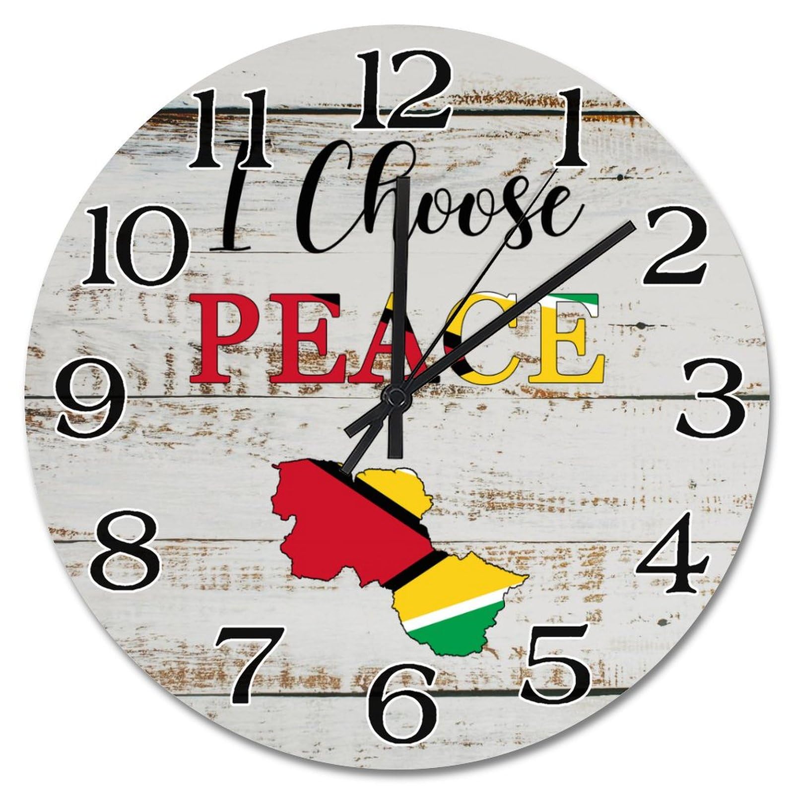 Horloge murale en bois silencieuse 30cm drapeau Guyane pour salon