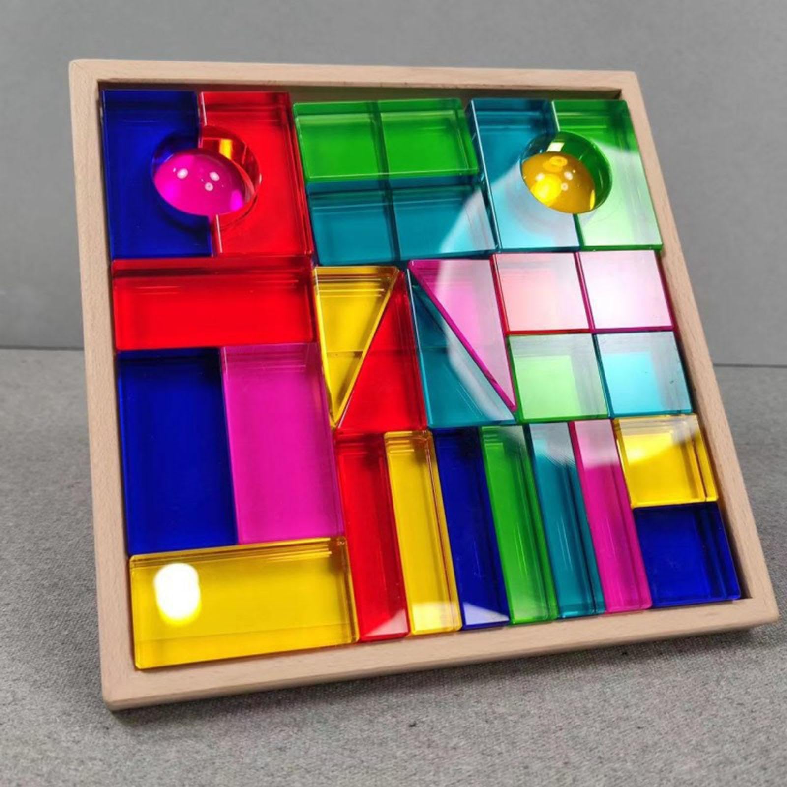 Juego de Bloques de Construcción Apilables, Cubos Acrílicos, Juguetes de Cristal con Función de Apilamiento Sensorial, Apto para Niños.