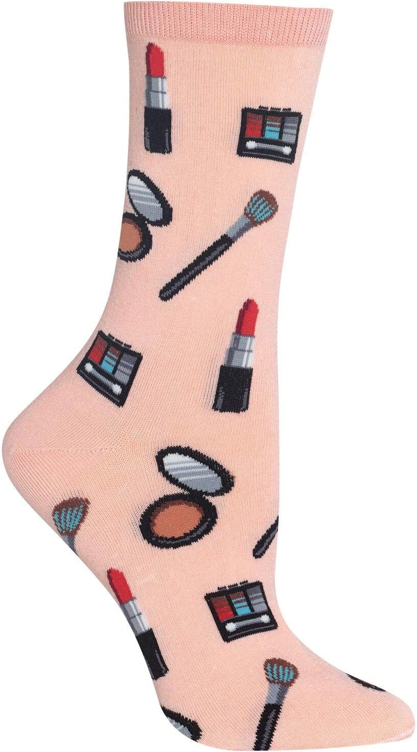 Hot SoxMake Up Crew Socks, 1 Pair, Blush Pink, Women's 4-10 Shoe