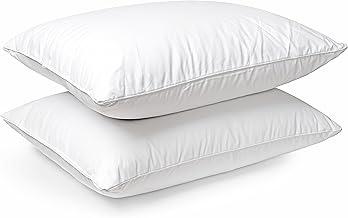 EDS Duck Feather & Down Pillows 2 Pack - Super Comfort for Restful Sleep Microfibre Cover - Hypoallergenic & Anti Dust Mite Pillow for Back Pain Relief (50x75cm) (PACK OF 2)