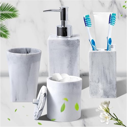 Juego de baño negro de resina, 5 piezas, juegos de baño negros con jabonera autodrenante, soporte para cepillos de dientes, decoración moderna para