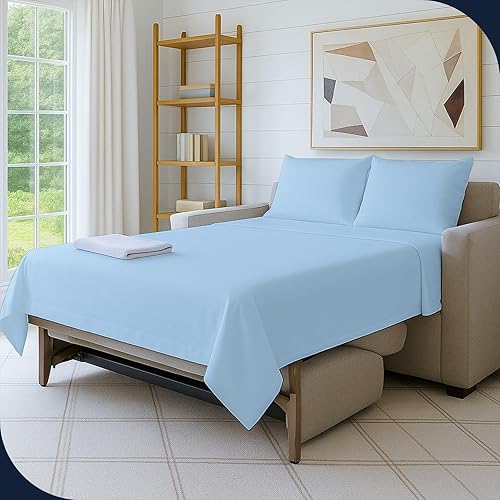 Cottington Lane Juego de sábanas para sofá cama matrimonial, 4 piezas de alta calidad, 100% algodón egipcio, sofá cama de 6 pulgadas de profundidad,