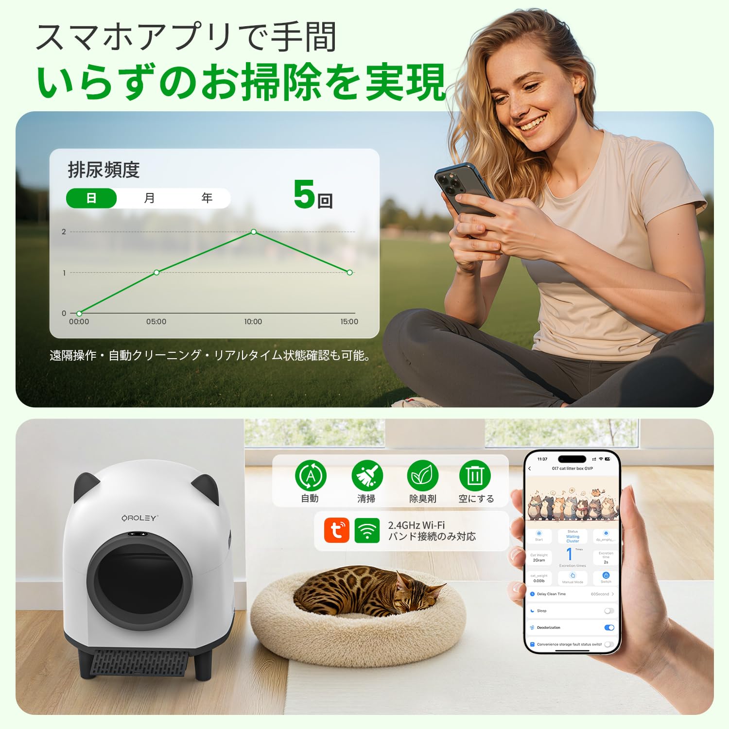 Amazon | OROLEY 猫 自動トイレ 猫 トイレ 自動 猫トイレ 自動 自動
