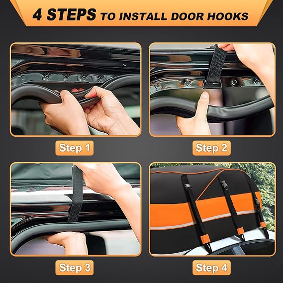 Roof Bag 580L/20 Cubic Waterproof Soft Shell Car Top Box for All Cars With/Without Rack - Door Hooks, Anti-Slip Mat, Reflective Strap, Storage Bag