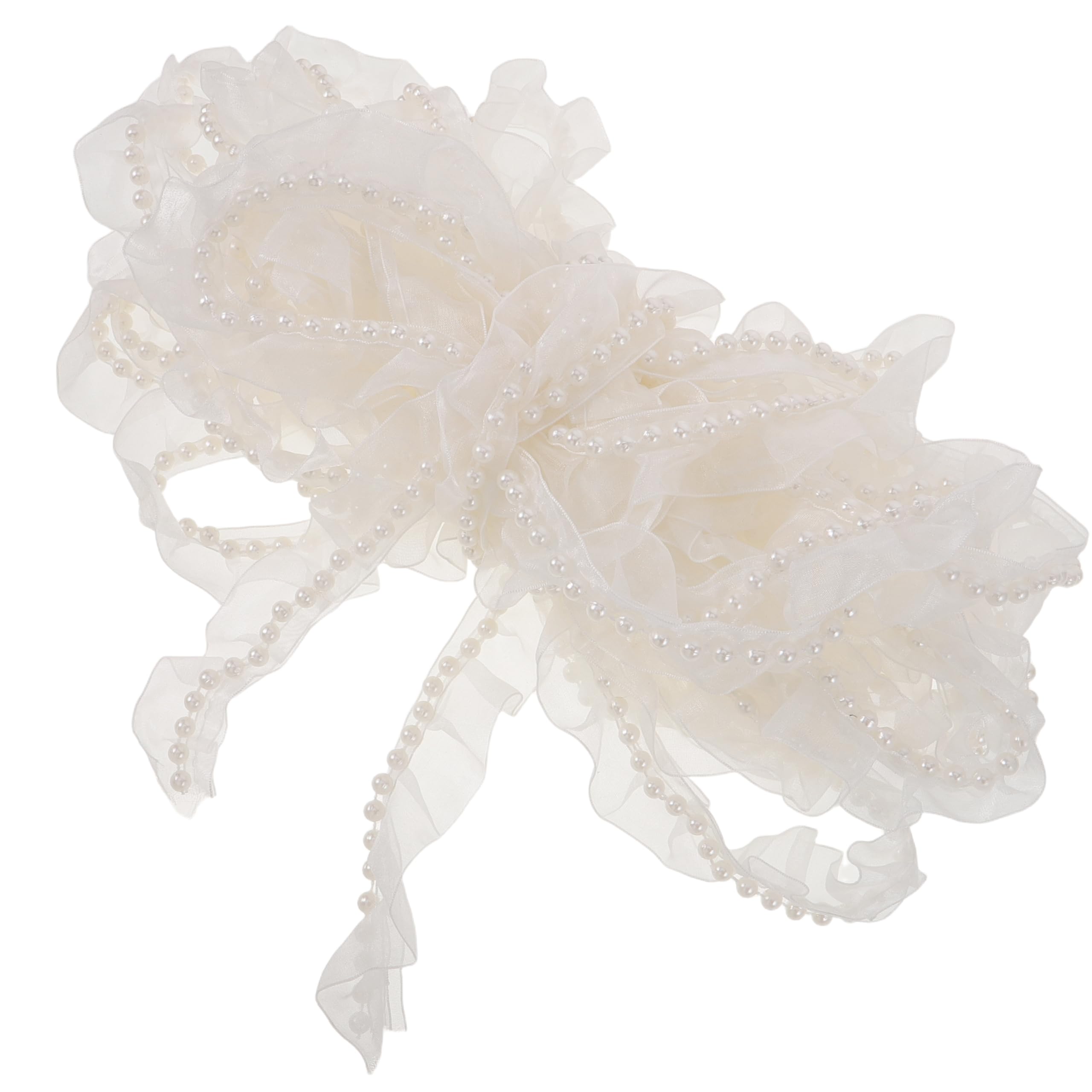 Dentelle perlée blanche pour customiser vos robes de mariée et nœuds de fête