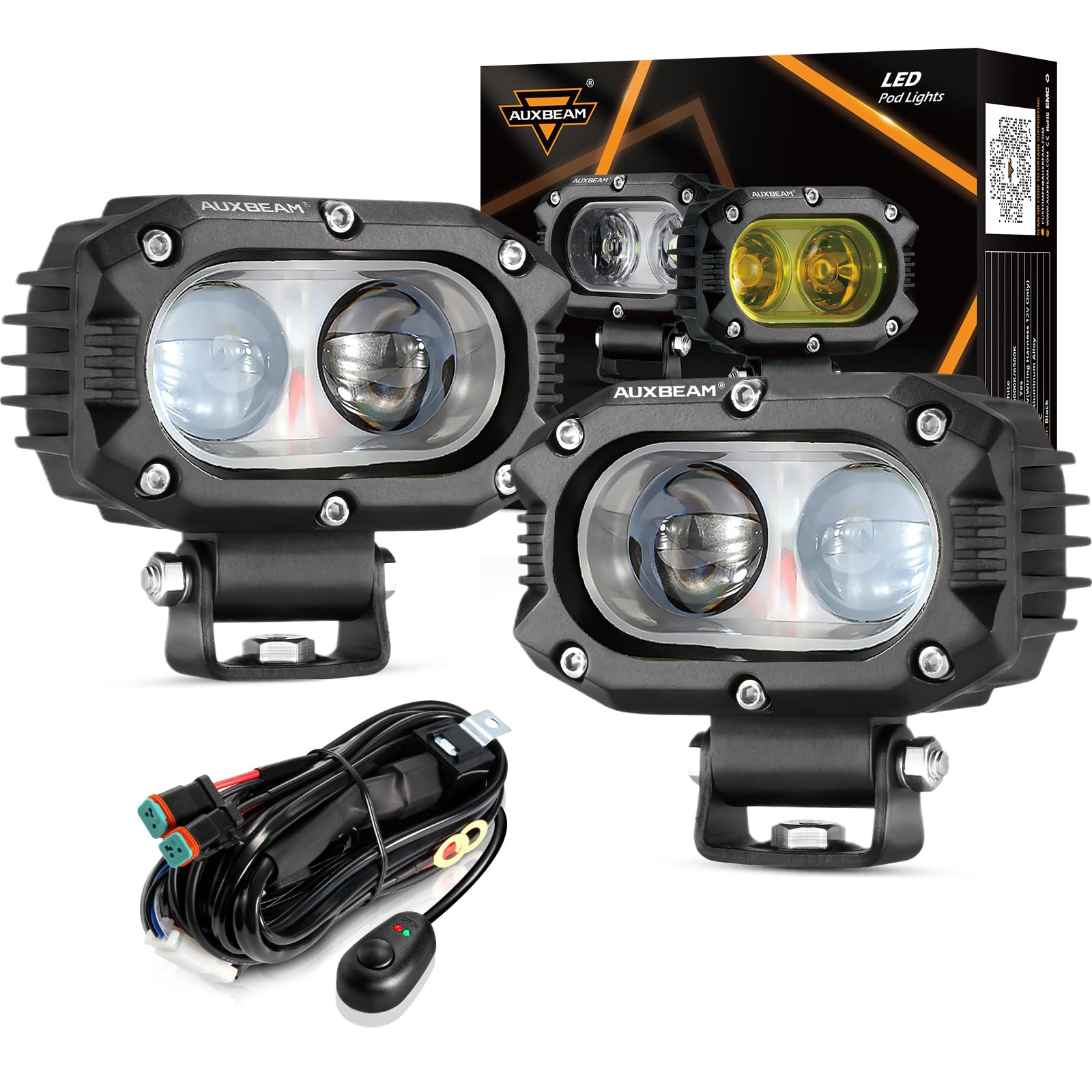 Amazon.com: Auxbeam 4 Inch LED Square Pod Light, 60W White Spot