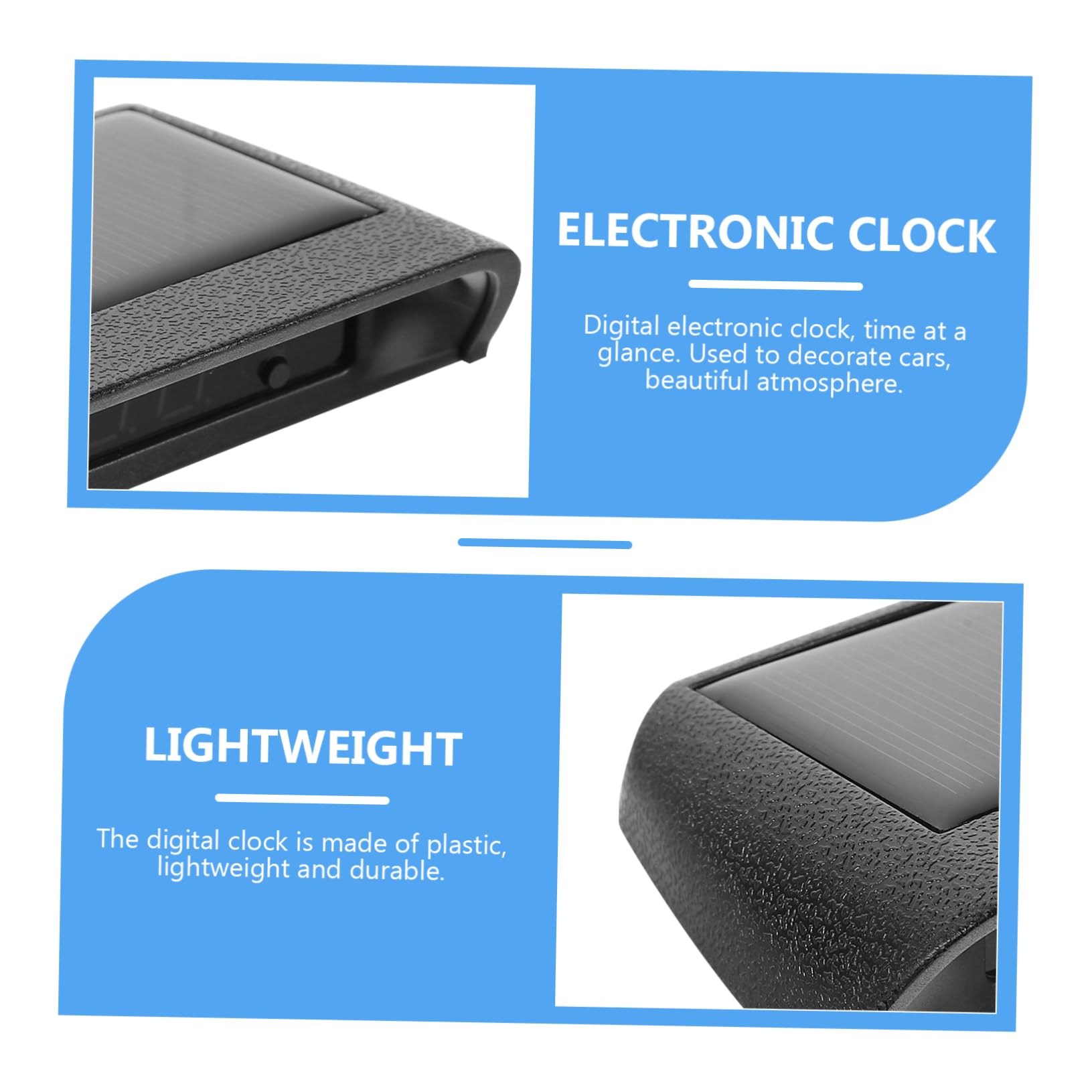 Ciieeo Reloj Termómetro para Coche Pantalla Digital, Funcionamiento Solar y Luz Nocturna, para Tablero del Automóvil,