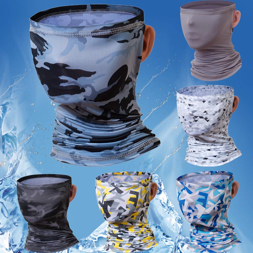HamLen Elastic Neck Gaiter Scarf Ice Silk Fabric unisex-adult Headwear Neck Mask for Outdoor Sun Wind Dust Bandana Balaclava (Camouflage black)