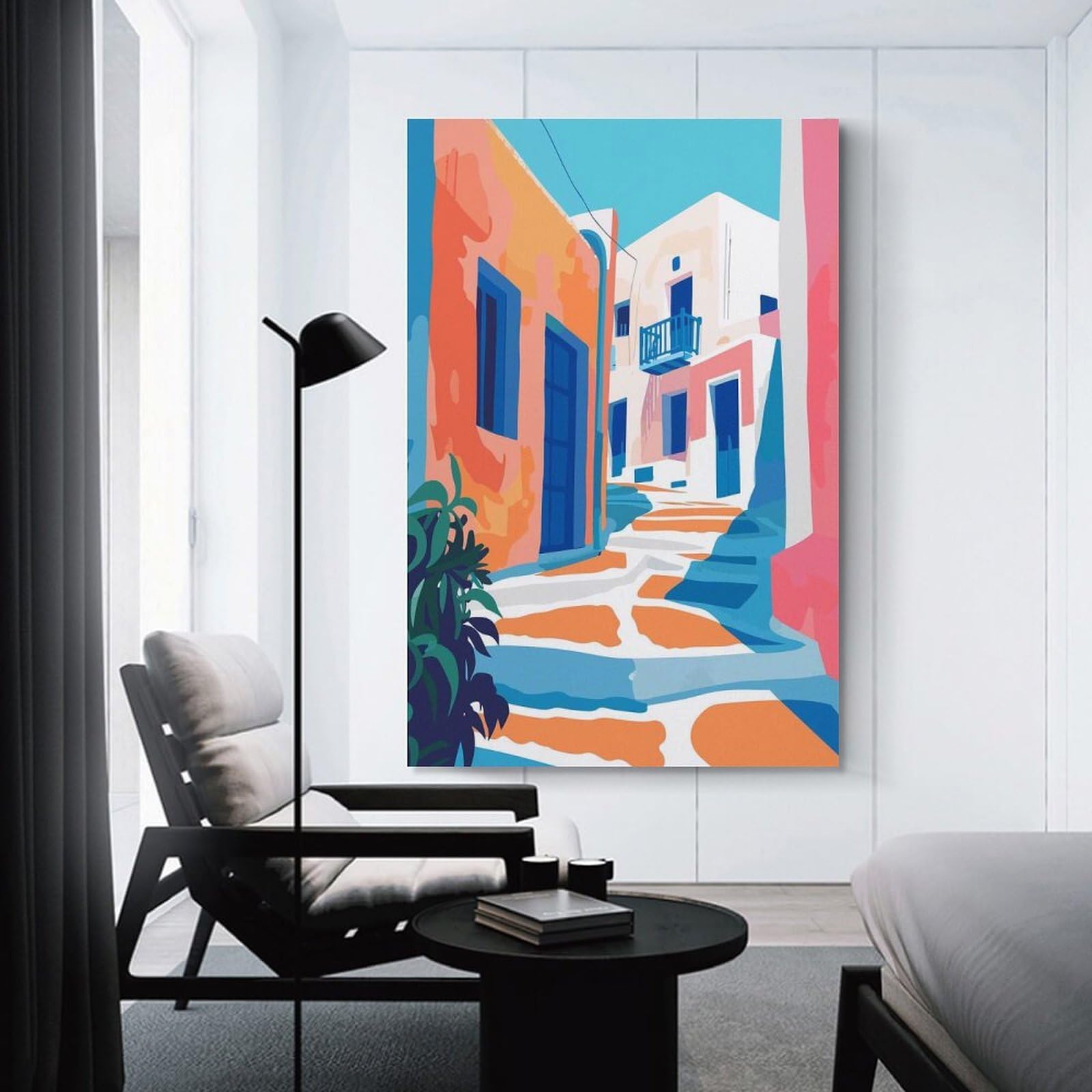 Junmoney Mykonos Greece Abstract Wall Picture Print 24x36inch(60x90cm), for Home Walls, Creative Rooms Or Shared Spaces, Stylish Home Artwork for Focal Walls