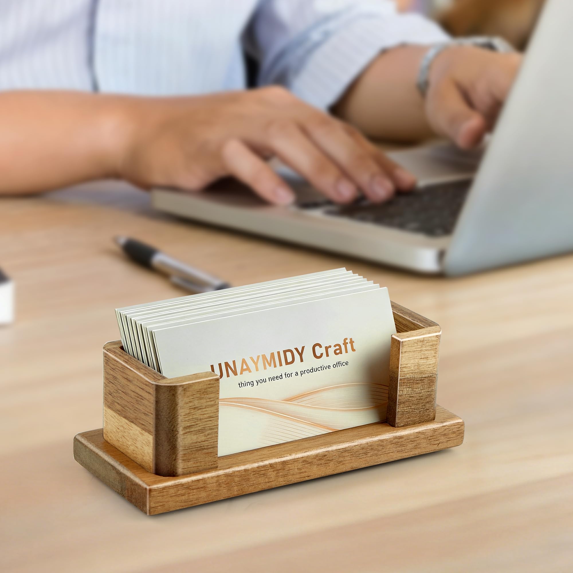 Acacia Wood Business Card Holder - Organize Your Cards -6 Acacia Wood Business Card Holder - Organize Your Cards -6
