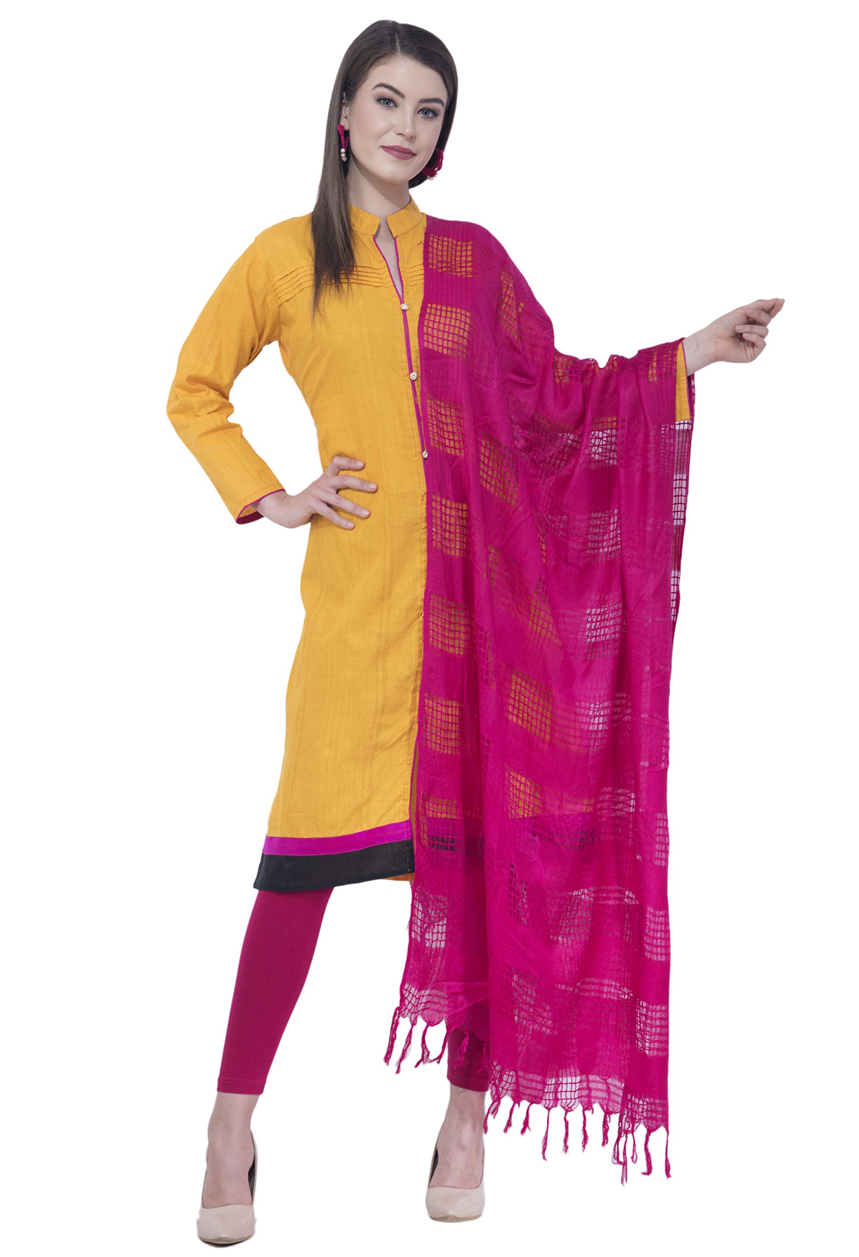 Women's Cotton Window Checkered Square Dupatta (ARS0103, Magenta, Free Size)-image-11