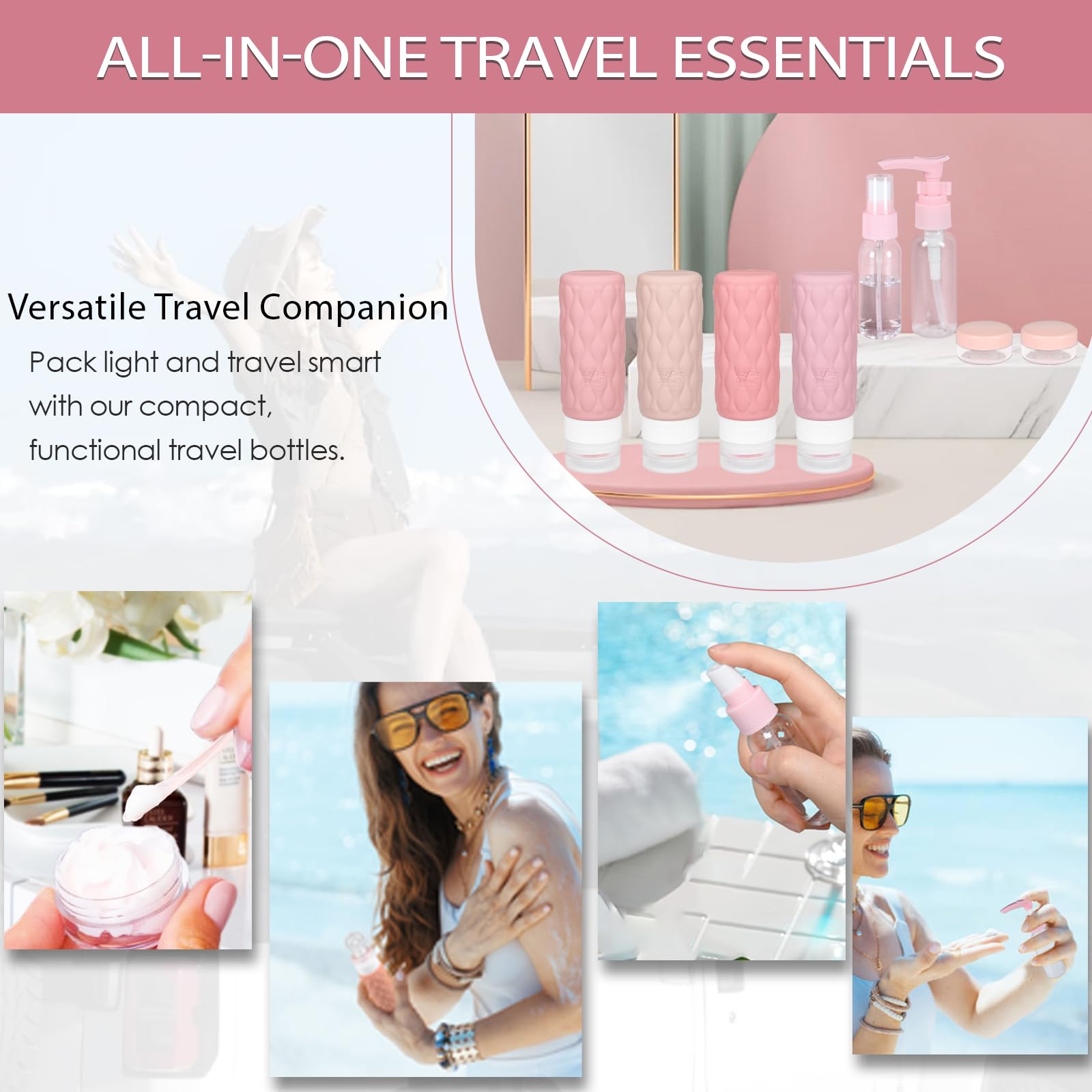 YoHyien 8 Pcs Silicone Travel Bottles for Toiletries 100ml, Refillable Travel Bottles Set - Image 4