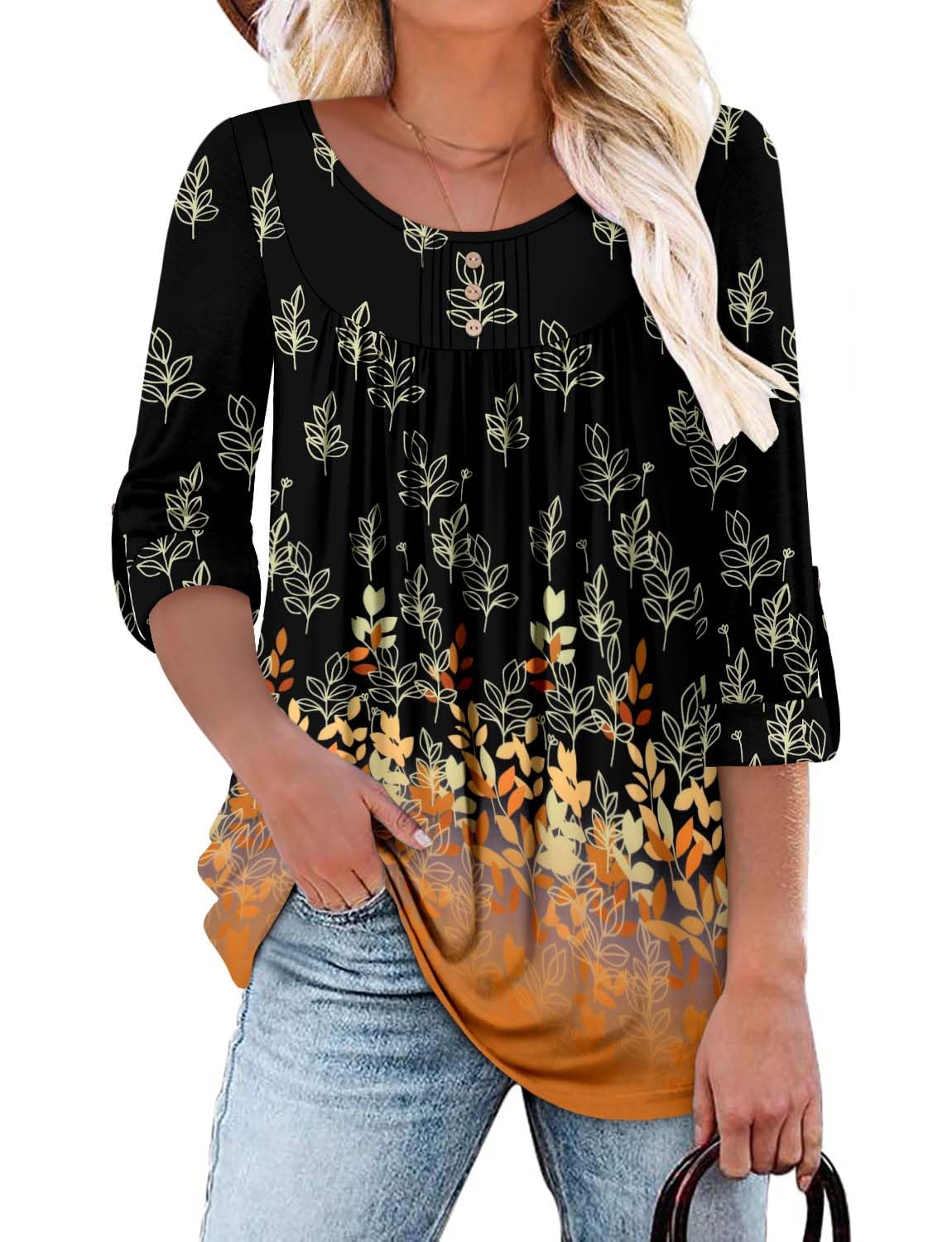 onlypuff Womens Round Neck Tops Casual Long Sleeve Tunic Tops Shirts Blouse for Leggings