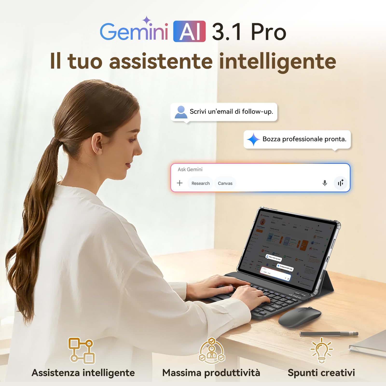 TABWEE T12Pro Android 16 Tablet con Tastiera, 2.8K QHD+, Helio G100 | Tablet 11 Pollici in Offerta con Sim, 32 GB RAM+256 GB ROM, 8000 mAh, 13 MP+8 MP, Widevine L1, Gemini AI (Garanzia di 4 Anni)