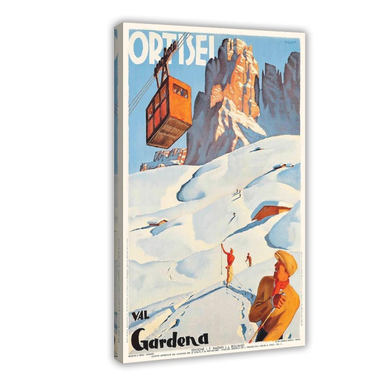 Bareronor Ortisei Val Gardena Italy Vintage Canvas Poster Bedroom Decor Landscape Office Room Decor Gift 24" L X 36" W