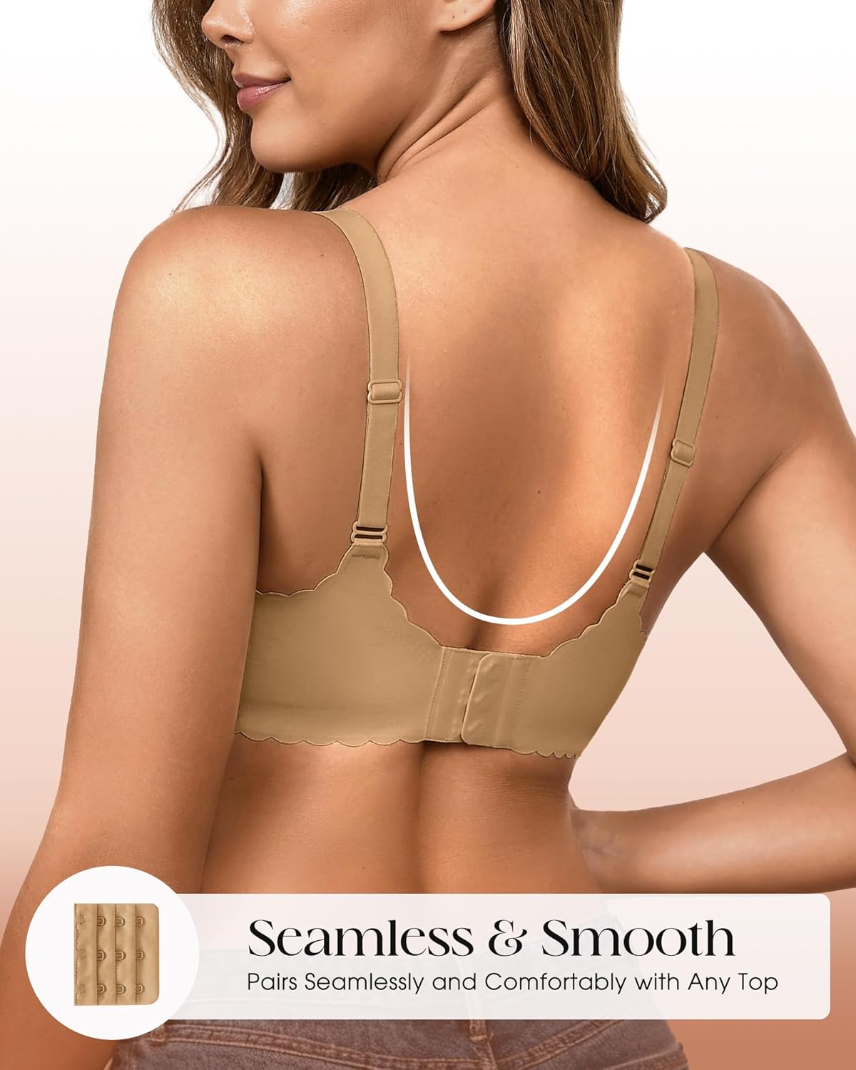 Seamless Jelly Bras for Women 3 Pack - Deep V Wireless Push Up No Wire Womens Bra Padded Comfort with Support for Gifts - Image 5