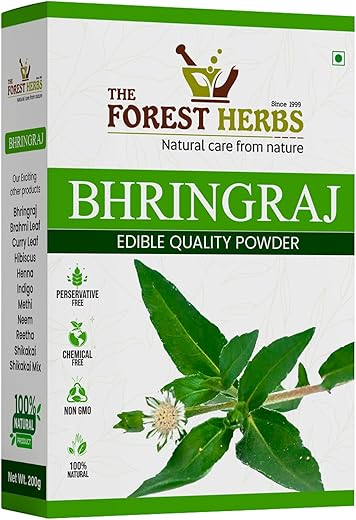 THE FOREST HERBS Natural care from nature 100% Pure Bhringraj Powder for Hair Growth – 200Gms | Good for Hair Pack, Hair Oil | Preservative Free, 1…