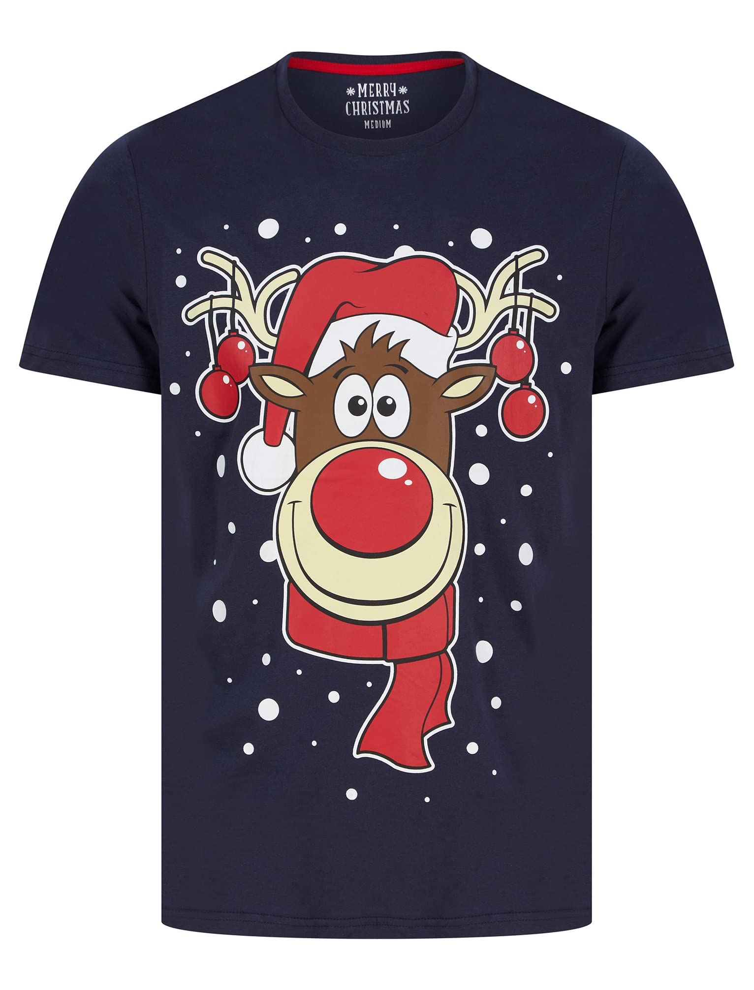 Tokyo Laundry Men's Rudolph Snowflake Motif Novelty Cotton Christmas T-Shirt