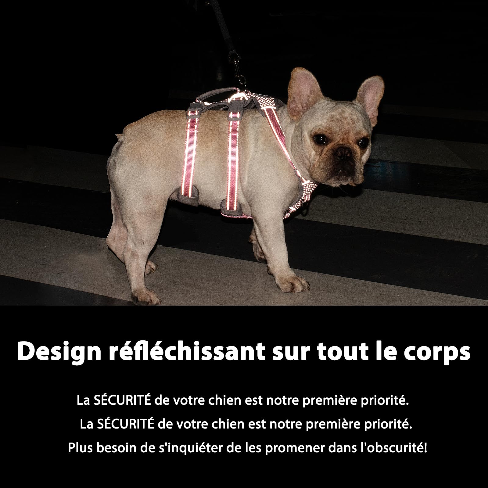 Huntboo Harnais Anti-Fugue pour Chien Entièrement Réfléchissant avec Poignée, Respirant, Durable, Gilet Réglable pour Chiens de Taille Moyenne, pour la Marche, Le Dressage