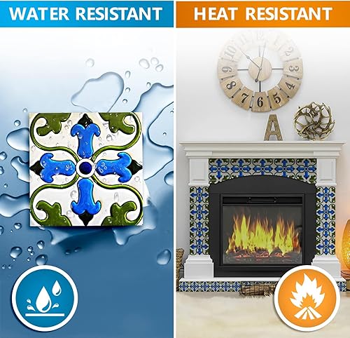 Miniatura 6 de Mi Alma - Adhesivos para azulejos en muro de 6 x 6 pulgadas, 24 unidades, calcomanías de azulejos Talavera, diseño de aplicación ideal para