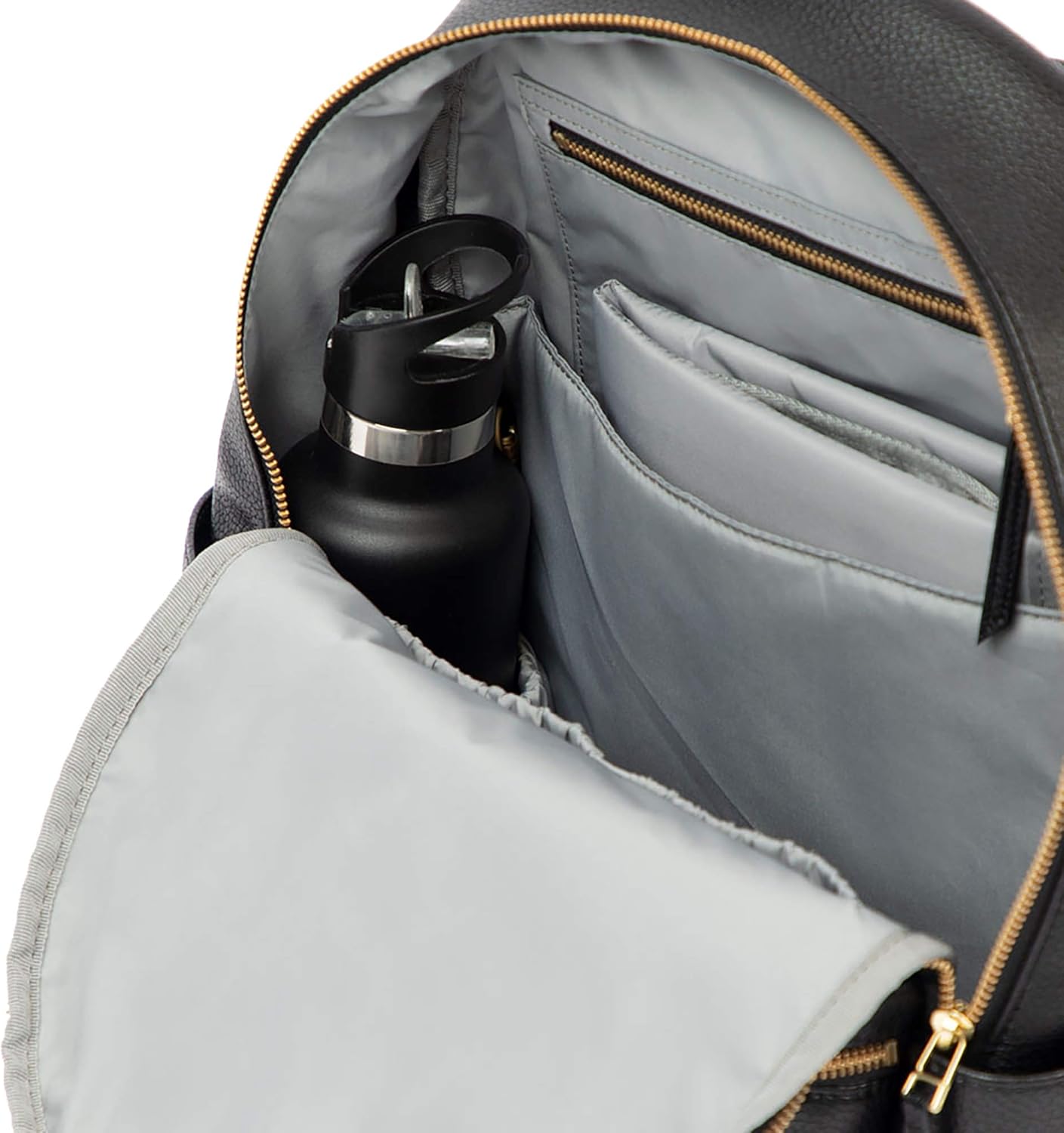 Freshly Picked Classic City Backpack II, Vegan Leather with Changing Pad & Water-Resistant Lining, 10-Pockets, for Baby/Toddle Mom and Beyond (Ebony)