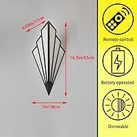 Vista 3 de Juego de dos lámparas de pared de estilo moderno, apliques de pared a batería con control remoto, lámpara de iluminación Art Deco inalámbrica