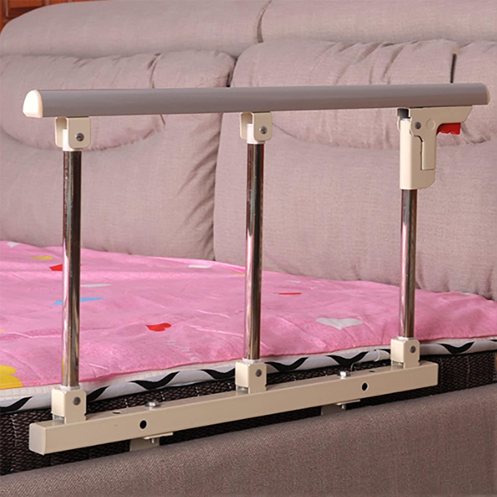 VNVFJKLO bedside safety rail, Bed Safety Assist Handle Rail Guard Railing Folding Hospital Bedside Grab Bar Bumper for Elderly & Seniors