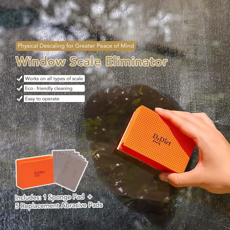 DrDirt Limescale Eraser for Glass, Professional Hard Water Stain Remover Tool for Windows, Shower Screens and Mirrors, Non-Chemical Abrasive Cleaning Block