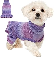 Vista 8 de Lelepet Suéter para Perro Cuello de Tortuga Tejido de Punto Sudadera Vestido Cálido de Punto Trenzado para Perros Pequeños Medianos Grandes Cachorro