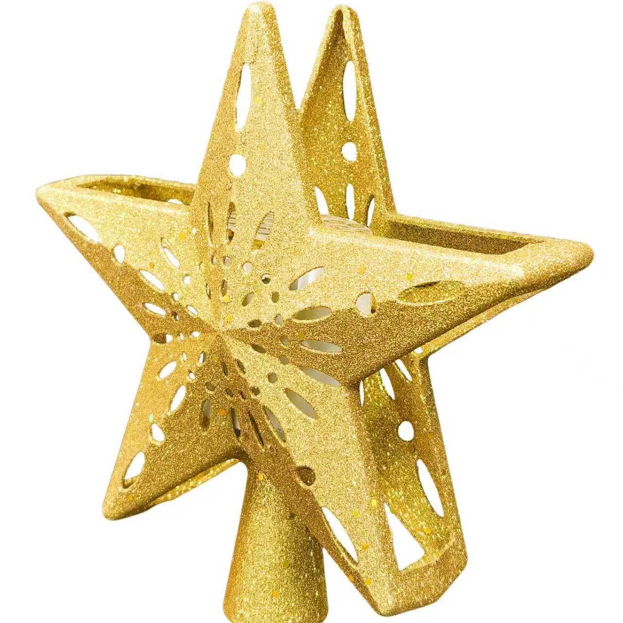 Christmas Tree Star Topper Projector with 6 Patterns Gold Star Christmas Tree Topper Projector with 3M Cable Length for Indoor Office Xmas New Year Holiday(with UK Adapter, 5.0V 1.0A)