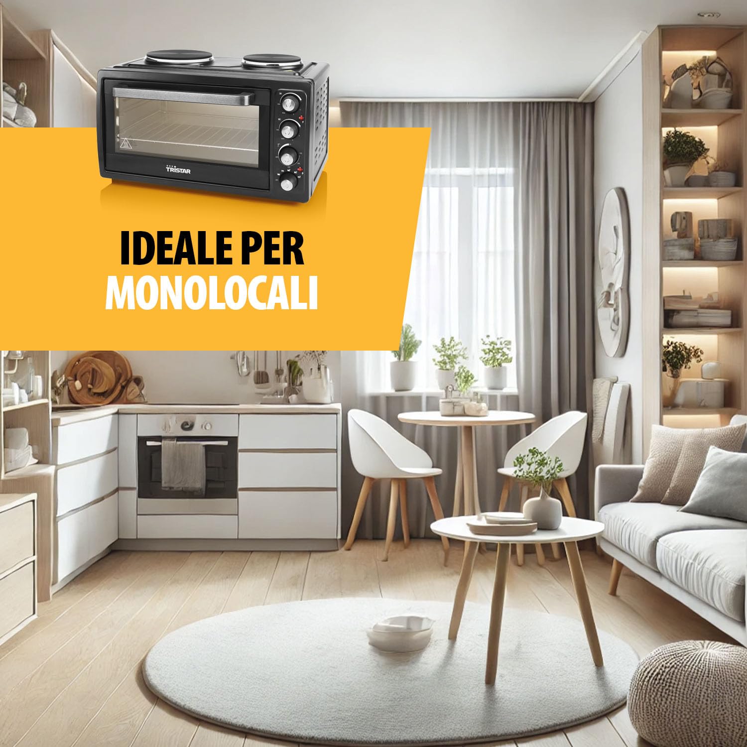 Forno a convezione Tristar OV-1443 con 2 piastre elettriche – Capacità 38 litri – 3100 Watt
