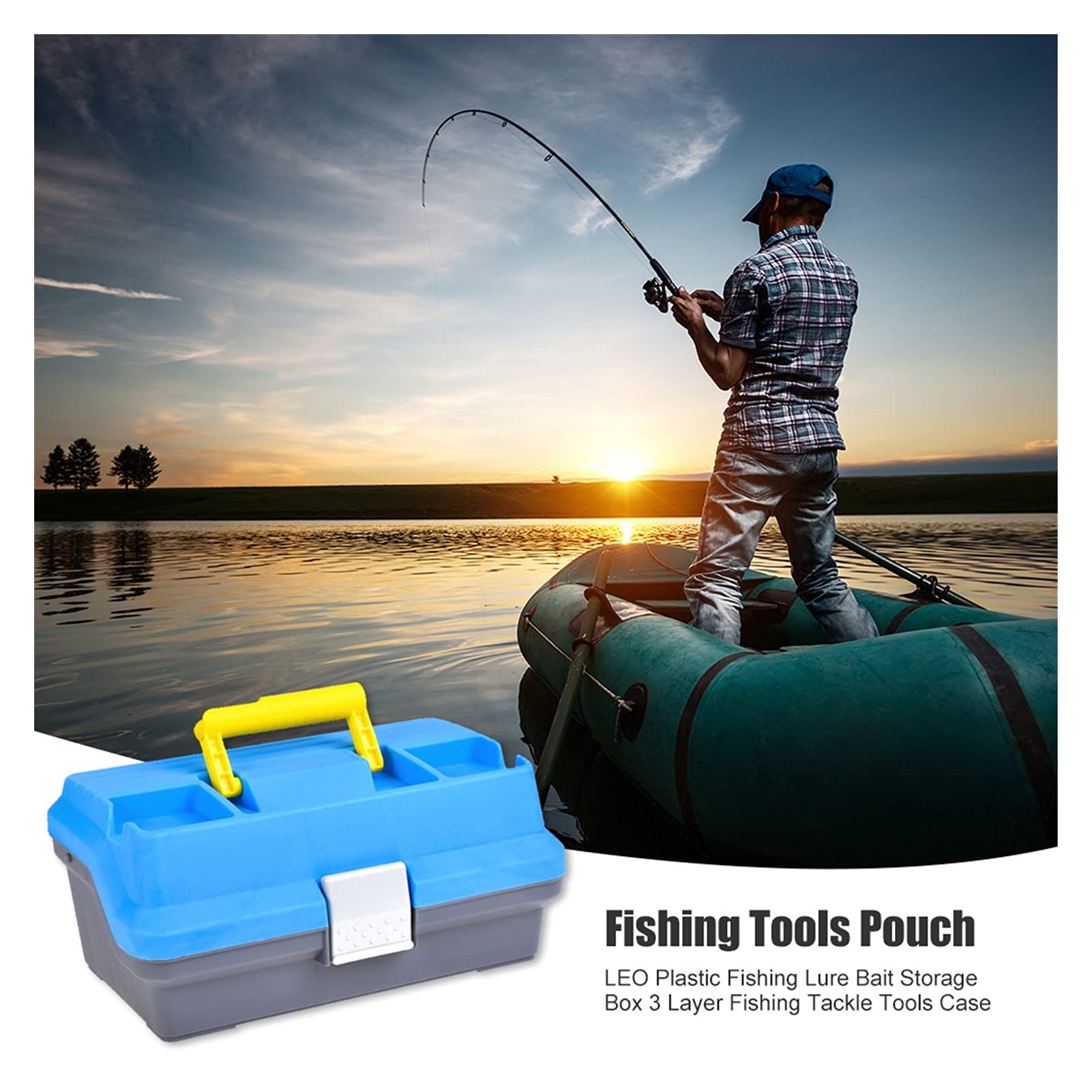 Caja de Almacenamiento para Anzuelos de Pesca Pesca Tackle Fouch Case Fishing Lure Bait Outdoor Portátil Fácil Pesca Llevar Caja de Almacenamiento 3 Capa Plástico Contenedor de Cebo