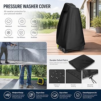 Pressure Washer Cover for Bosch EasyAquatak 120, 600D Outdoor Dust Resistant Cleaner Cover, Sun Resistant Oxford Fabric Protection for Electric Pressure Washer