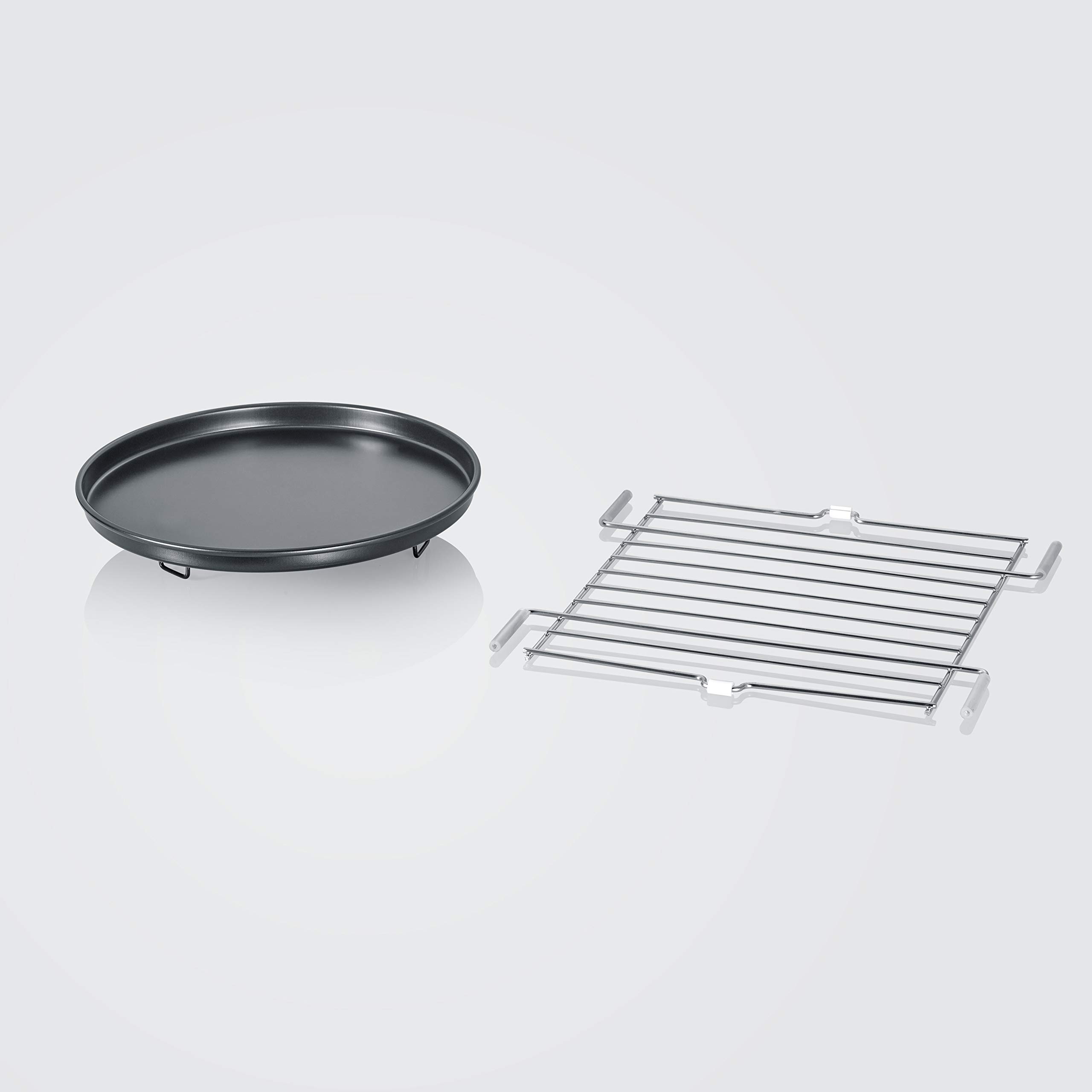 SEVERIN Forno a Microonde 3in1 con Base in Vetro, Flatbed per Piatti Grandi, Funzione Grill e Aria Calda, Ampio Spazio Interno per Teglie Quadrate, Nero e Acciaio Inox - MW 7777
