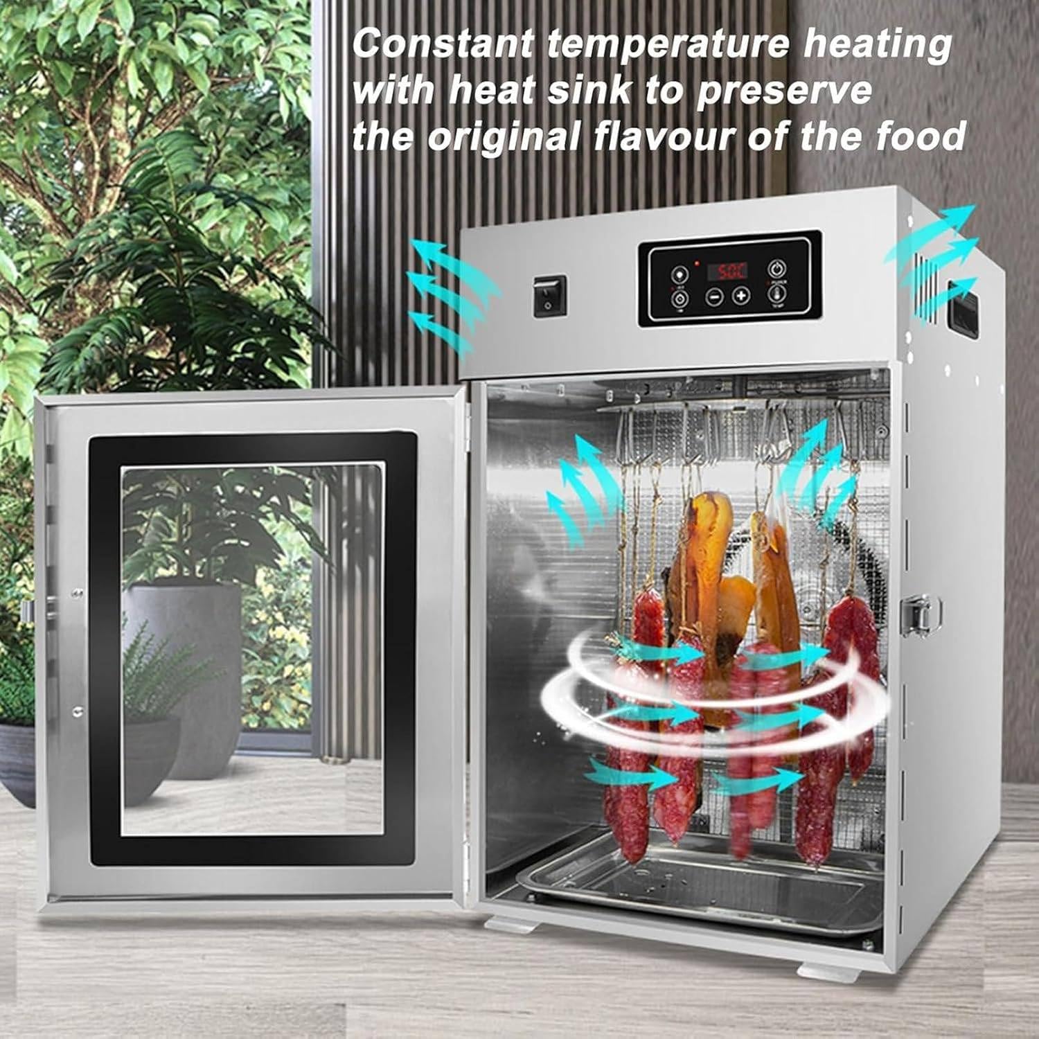 Essiccatore per alimenti per carne secca, essiccatore per alimenti in scatola di biltong in acciaio inossidabile, essiccatore per alimenti, con controllo della temperatura di 30-90°C,15KG/time
