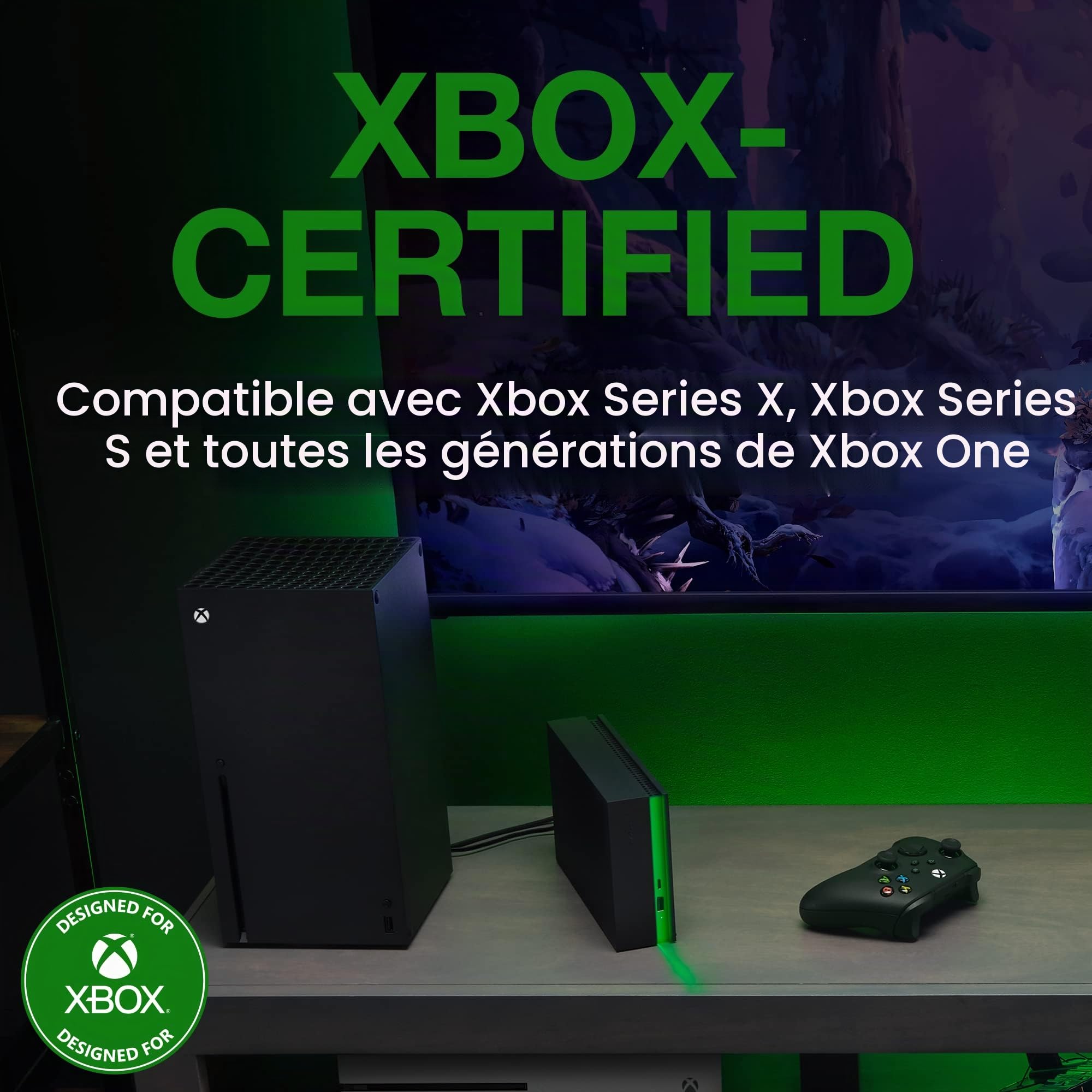 Seagate Game Drive Hub 8 To - Disque dur externe de bureau HDD - USB 3.2 1re génération, deux ports USB-C et USB-A, certifié Xbox, avec voyants LED RVB et services Rescue pendant 3 ans (STKW8000400)