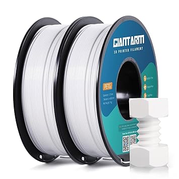 GIANTARM PETG Filament 1.75, 3D Printer Filament 2KG, Toughness Enhanced, Dimensional Accuracy +/-0.02mm, Vacuum Package (White+White)