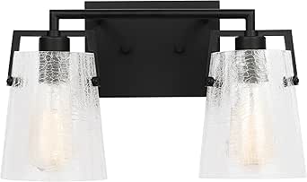 Scott Living 2-Light Crofton Modern Wall Sconce Midnight Black DJV1032MBKCKG, Vanity Lights for Bathroom Decor, Bathroom Lighting Fixtures Over Mirror, Home Improvement Wall Lights for Bedroom Decor