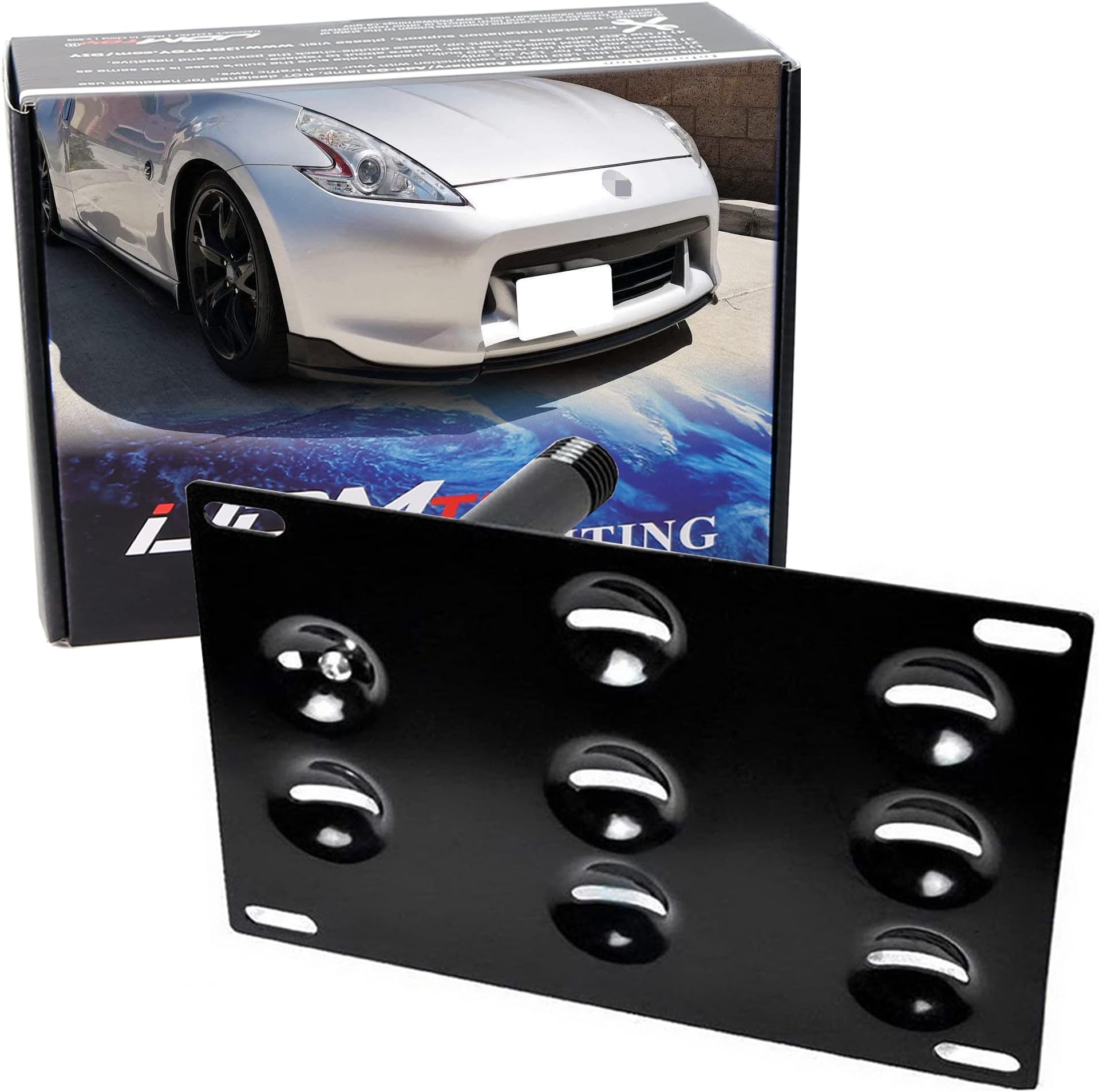 Dewhel JDM Front Bumper Tow Hook License Plate Mount