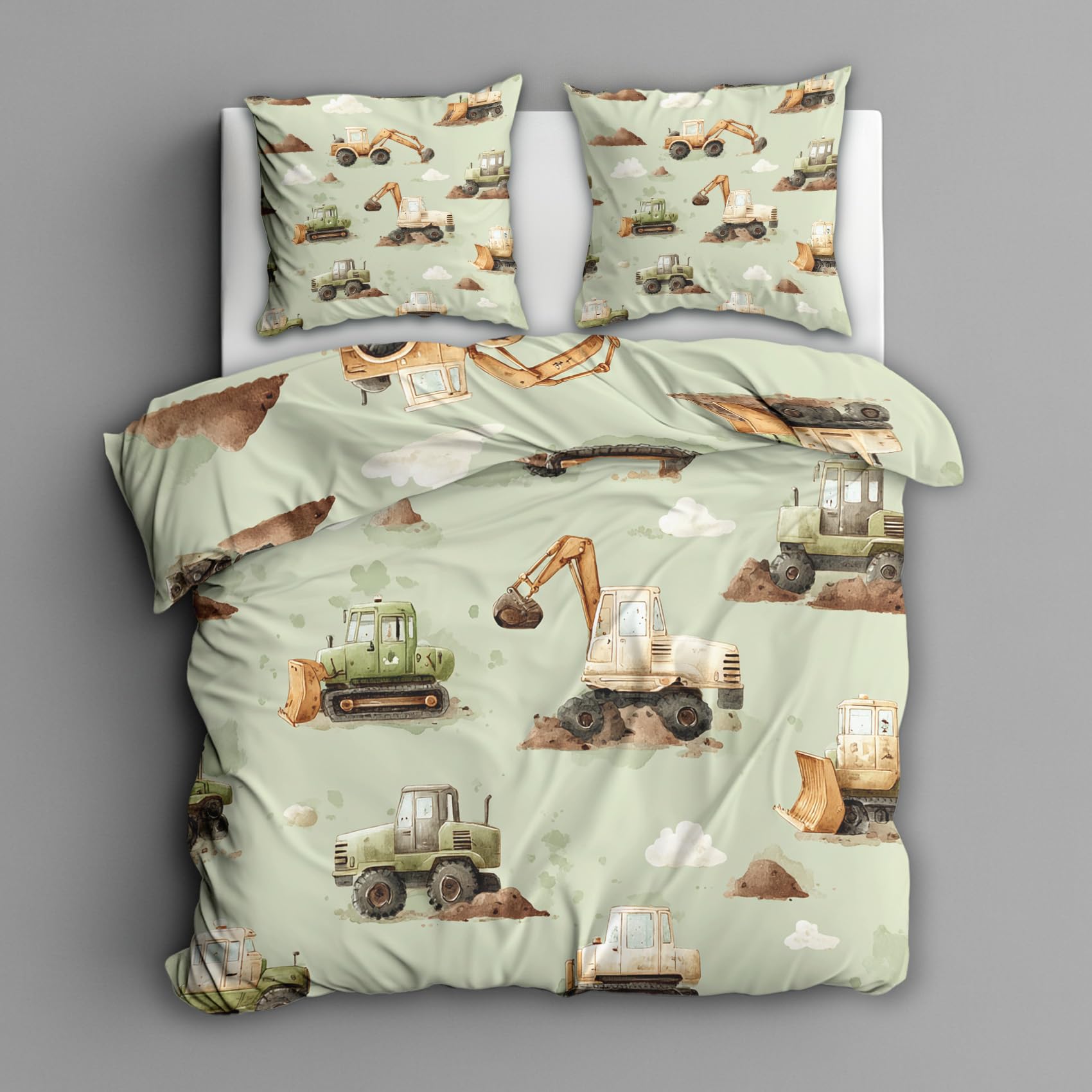 Parure de lit excavatrice 220x240 pour chambre d'enfant dynamique