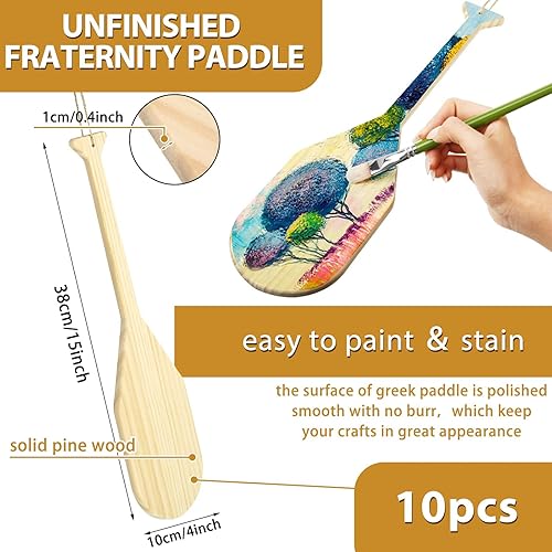 Miniatura 10 de Gerrii 10 paletas de madera sin terminar de 15 pulgadas para hermandad de mujeres griegas fraternidad maciza de pino macizo, paletas de fraternidad