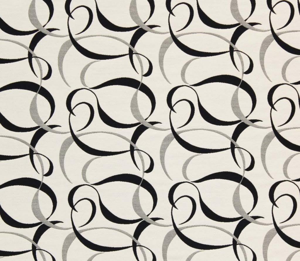 Impressions Domino Fabric by The Yard, Upholstery, Modern Design, Black, Grey, White, Multicolored Neutral, Luxury